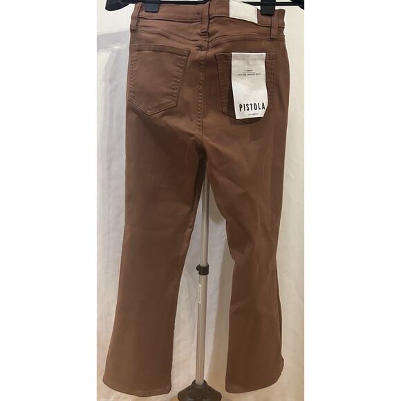 NWT Pistola Lennon High Waisted Cropped Boot Cut in Coated Cognac Size 27 - Picture 2 of 9